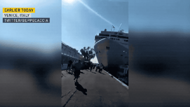 Watch A Massive Cruise Ship Wipe Out A Venice Dock