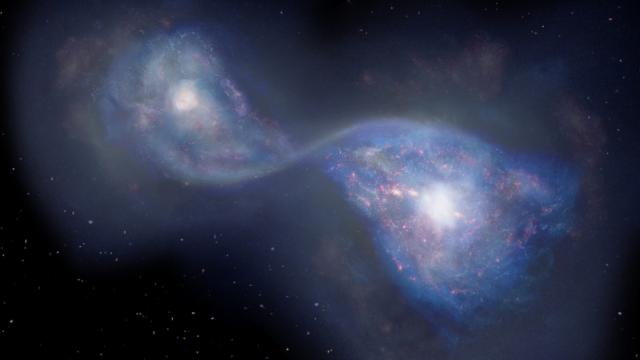 Astronomers Peer Back 13 Billion Years And See Two Galaxies Colliding