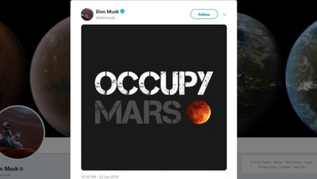 Elon Musks it Up Again: Posts ‘Occupy Mars’ Image Featuring the Moon
