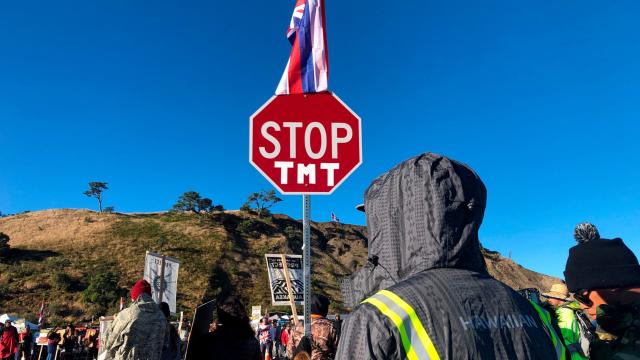 Hundreds Of Protestors Block Work Crews Ahead Of Thirty Meter Telescope Construction In Hawaii