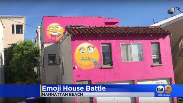 Woman Paints Giant Emojis On Her House, And Neighbours Say It’s Revenge