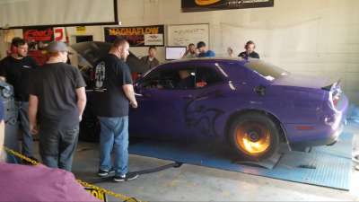 Watch This Dodge Challenger Hellcat Light Itself On Fire On A Dyno Run