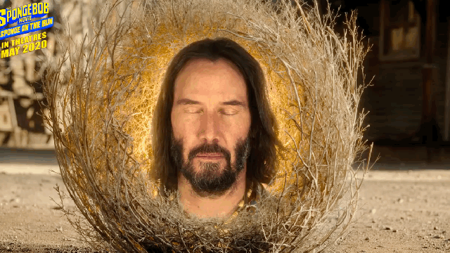 Keanu Reeves’ Head Appears In The New SpongeBob Movie (Because We Live In Blessed Times)