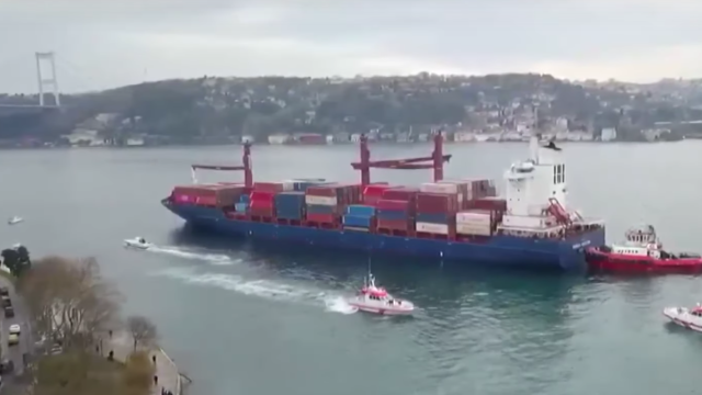 This Container Ship Plowed Into An Embankment In Istanbul