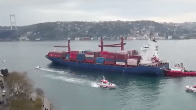 This Container Ship Plowed Into An Embankment In Istanbul