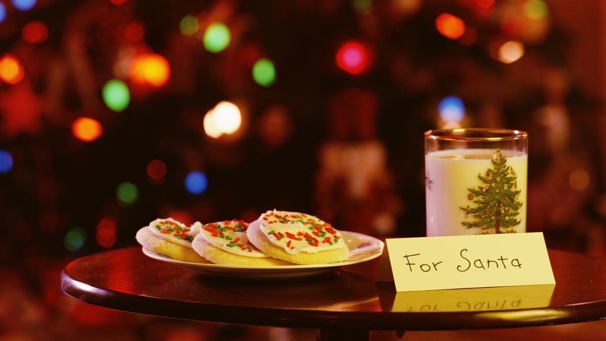 Milk and cookies left for Santa Claus