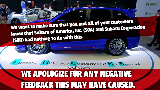 Subaru Of America Is Being Super Lame Right Now About The Subaru F.U.C.K.S.