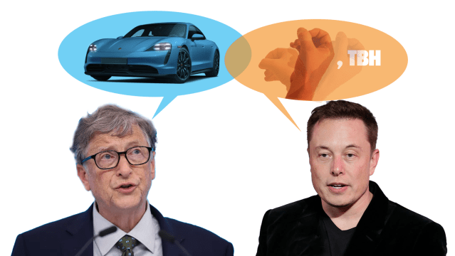 Bill Gates Buys A Porsche Taycan So Elon Musk Had To Throw Shade Because This Is Modernity