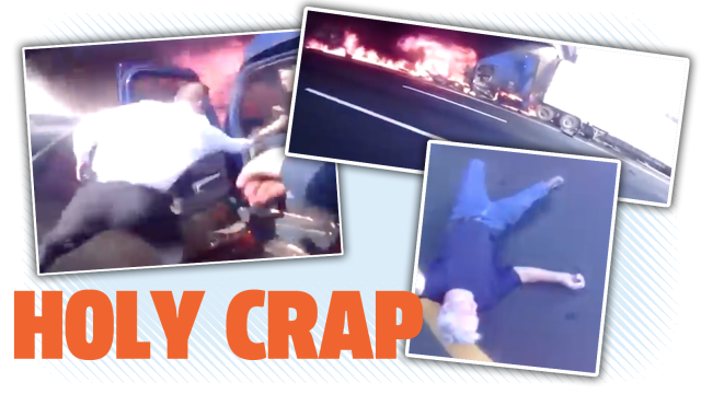 Watch A Cop Drag A Driver From A Truck Seconds Before It Explodes Like In A Damn Movie