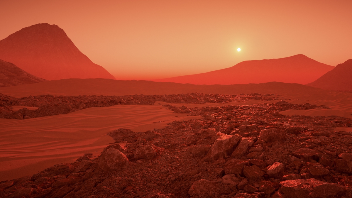 mars Scenic View Of Mountains Against Sky During Sunset