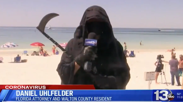 Grim Reaper Educates Florida Beachgoers On The Benefits Of Social Distancing