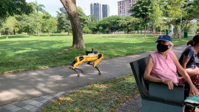 Pandemic Robots Deployed In Singapore Parks To Remind Humans Of Their Own Mortality