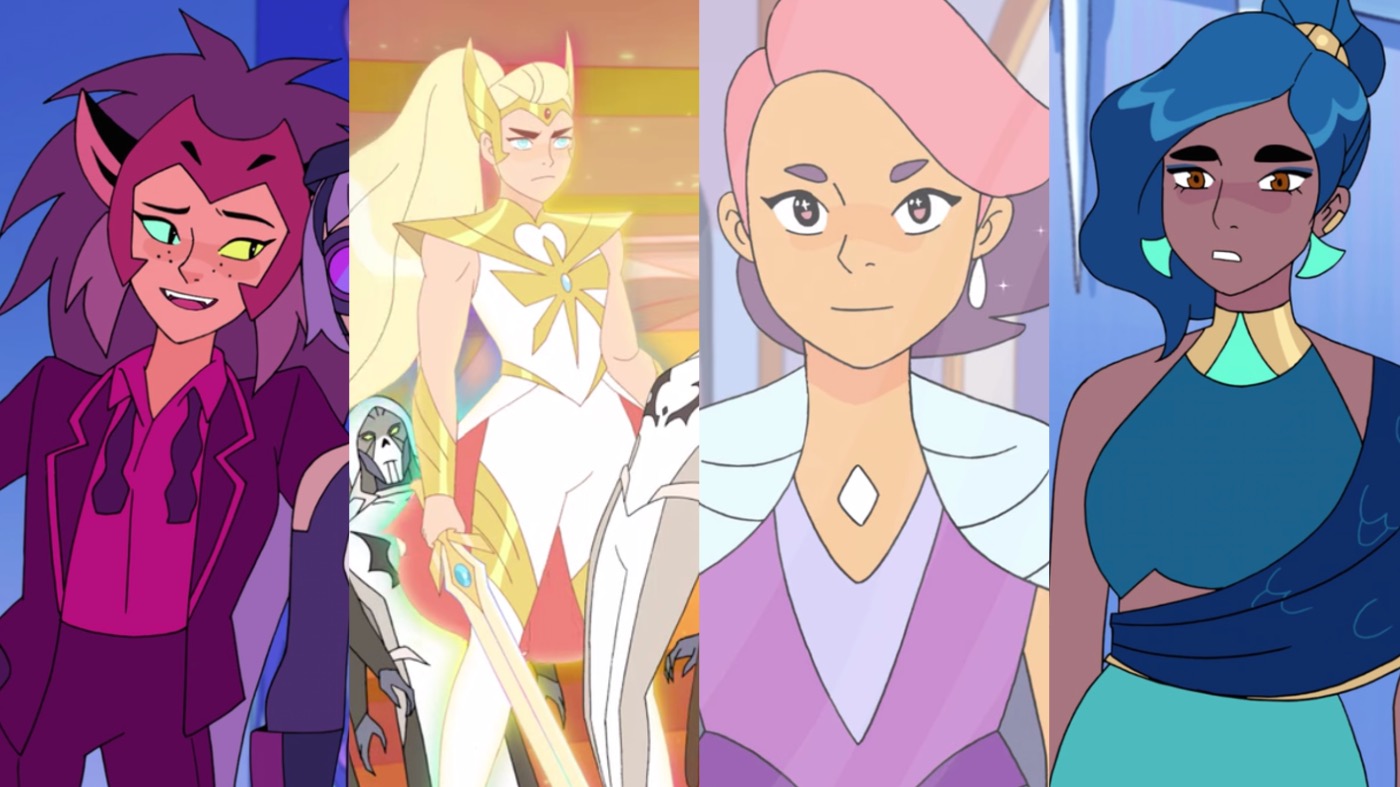 From left: Catra, She-Ra, Glimmer, and Mermista show off their lewks. (Image: All images via Netflix)