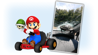 Turtle-Into-Windshield Collision Gives Stark Reminder Of The Grim Reality Of Mario Kart