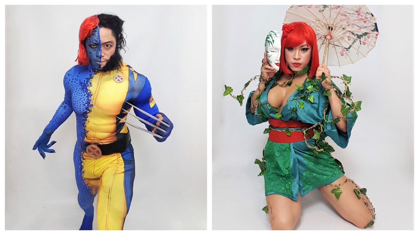 Left: Gualta's take on Mystique and Wolverine. Right: Gualta's kabuki-inspired Poison Ivy.