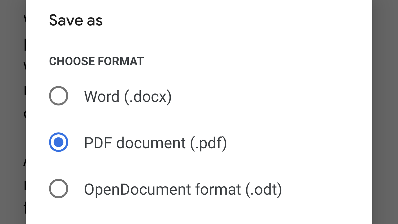 Google Docs can save files in PDF format for you. (Screenshot: Gizmodo)