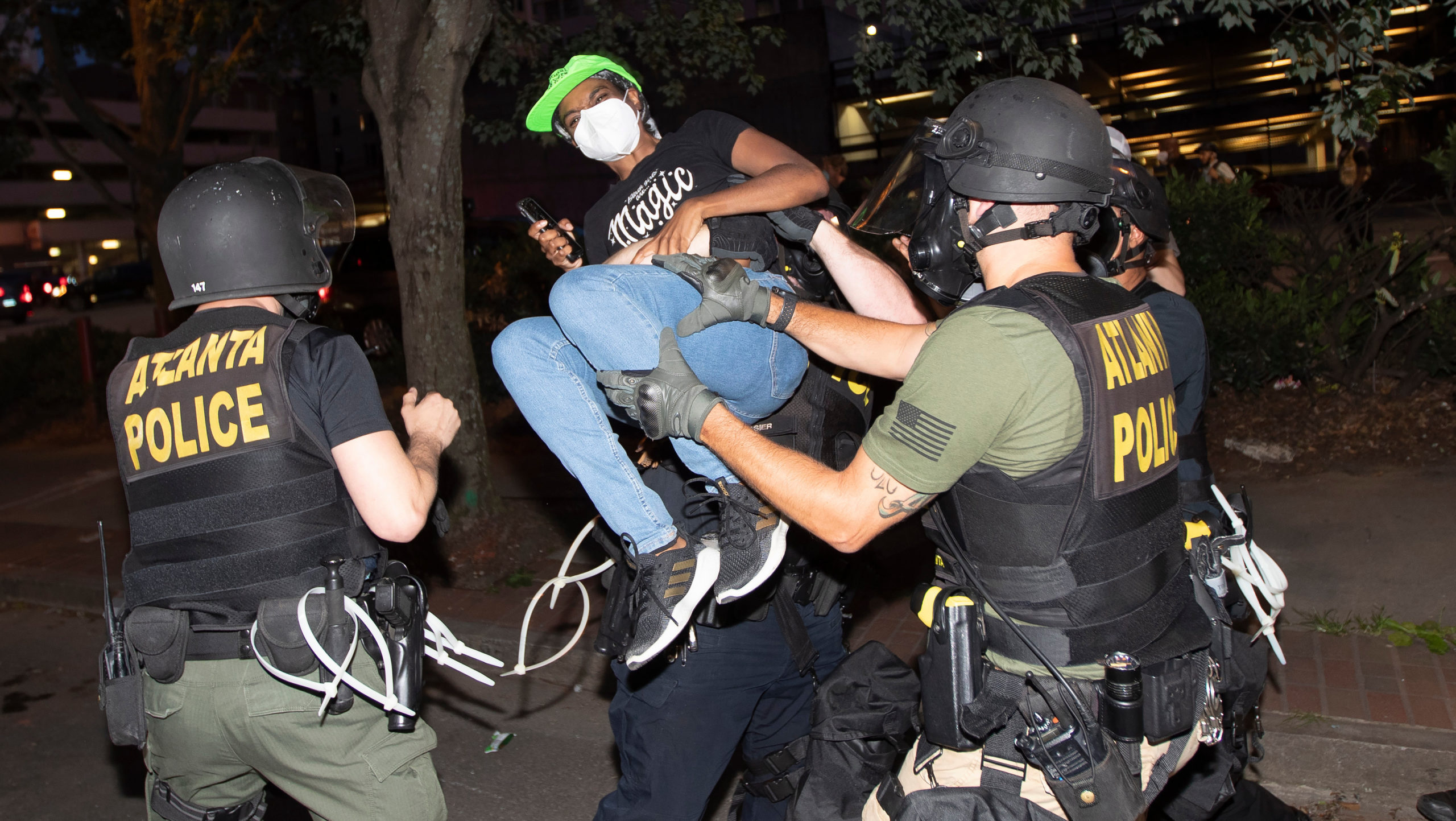 A protester being arrested by police in Atlanta, Georgia on June 1. (Photo: John Bazemore, AP)