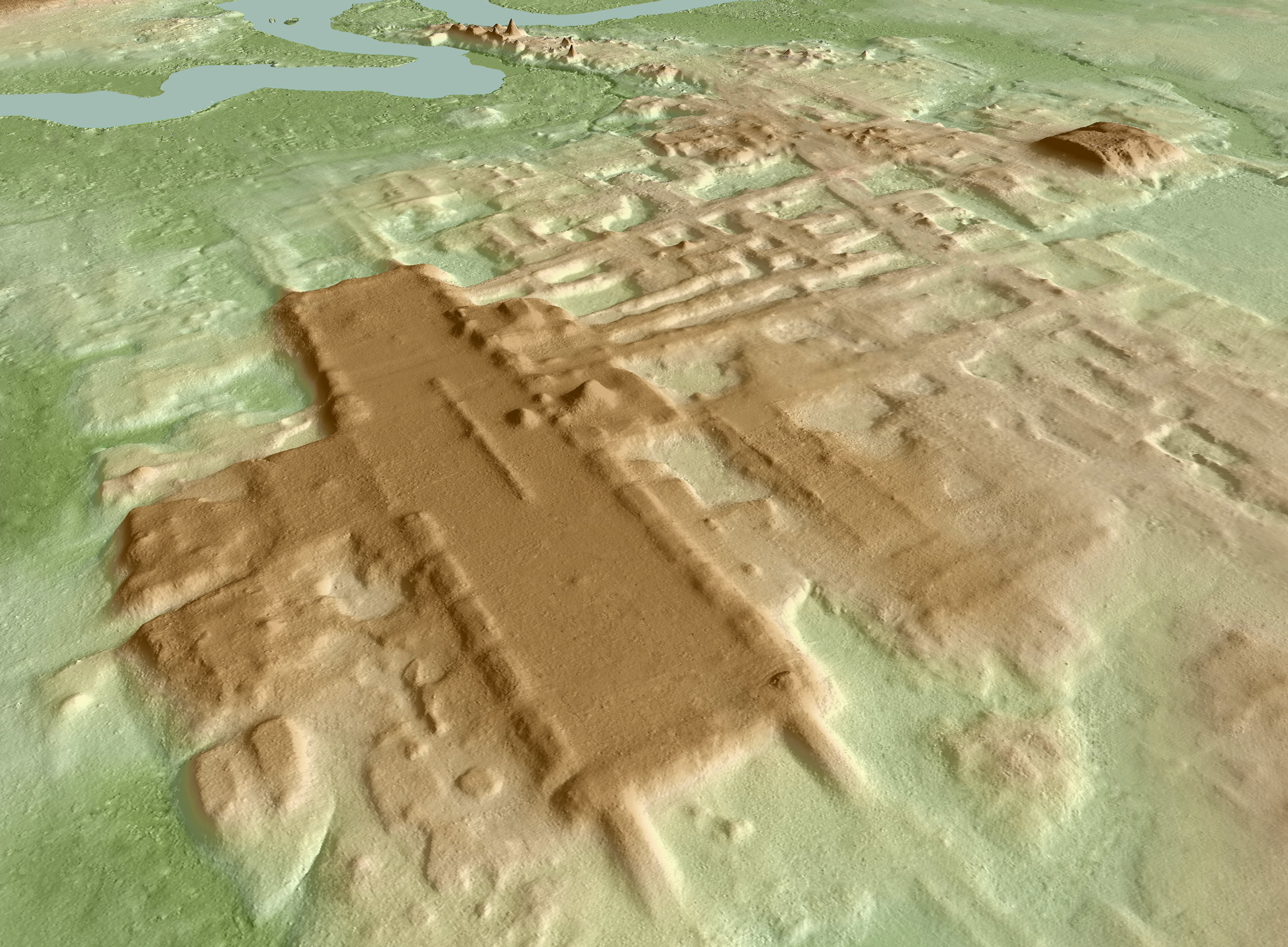 3D image of the site of Aguada Fénix  based on lidar.