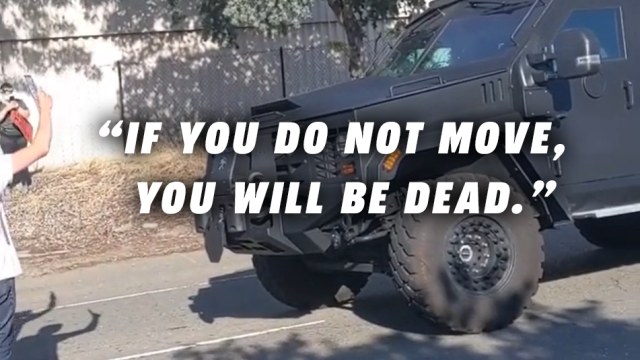 Cop In Armored Truck Tells Peaceful Protesters: ‘If You Do Not Move You Will Be Dead’