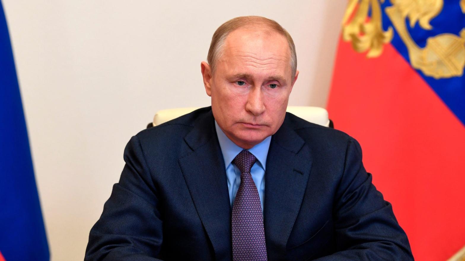 A glum-looking Vladimir Putin on June 3 during a televised special session to address the fuel spill. (Photo: AP)