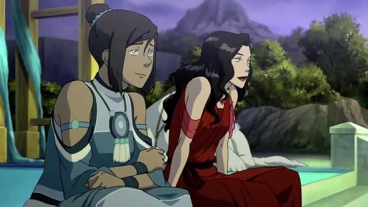 Korra and Asami take a moment of respite to contemplate their futures. (Image: Nickelodeon)