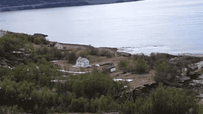 Surreal Landslide Sweeps Several Homes Into Norwegian Fjord