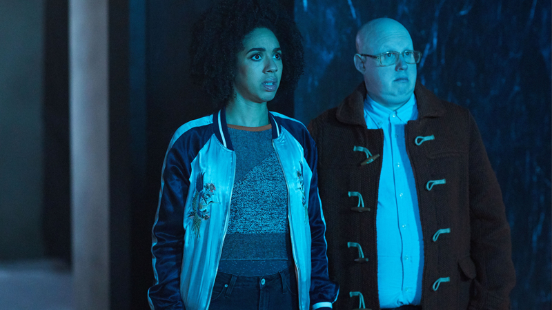Bill and Nardole, together again. Sort of. Give or take a good few million miles. (Image: BBC)