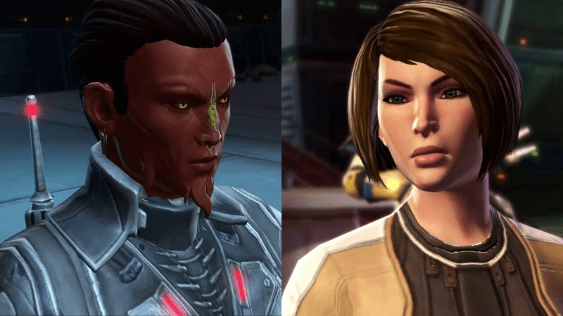 Cytharat and Lemda, the two LGBTQ romances added in Rise of the Hutt Cartels. (Image: EA/Bioware)