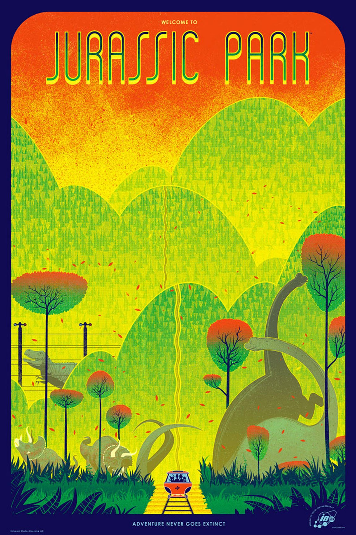 Tong's Mondo poster for Jurassic Park. (Image: Kevin Tong)