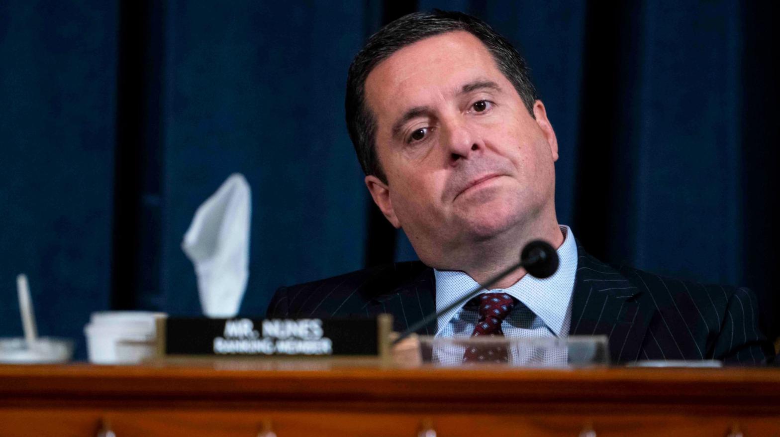 House Intelligence Committee Ranking Member Devin Nunes (R-CA) listens to testimony during the impeachment inquiry into US President Donald Trump on November 20, 2019.  (Photo: Doug Mills, Getty)