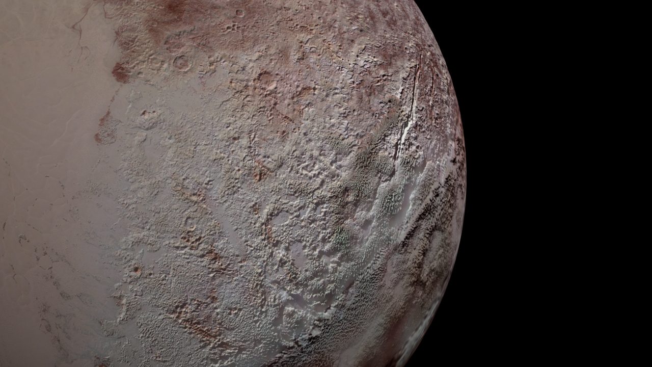 Pluto's bladed terrain as seen from New Horizons during its July 2015 flyby. (Image: NASA/JHUAPL/SwRI)
