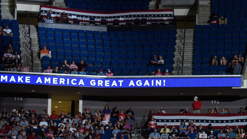 The underwhelming crowd at President Donald Trump's campaign rally in Tulsa, Oklahoma. (Photo: Nicholas Kamm, AFP via Getty Images)