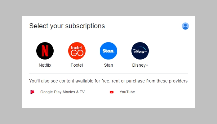 google search subscription selection