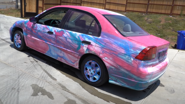 Heroes Respray Honda Civic Using A Giant Dumpster Full Of Paint