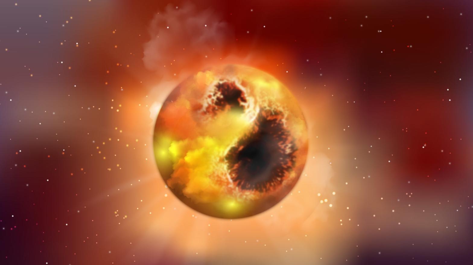 Artistic conception of Betelgeuse and its hypothesised surface blemishes. (Image: MPIA graphics department)