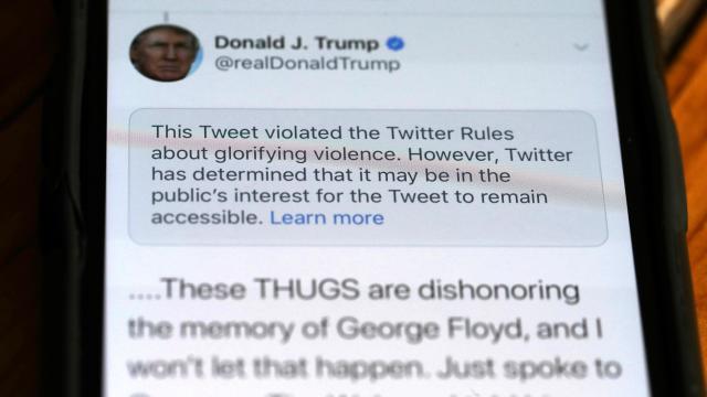 Trump Administration: Social Media Platforms Need to Police Calls for Violence That Aren’t the President’s