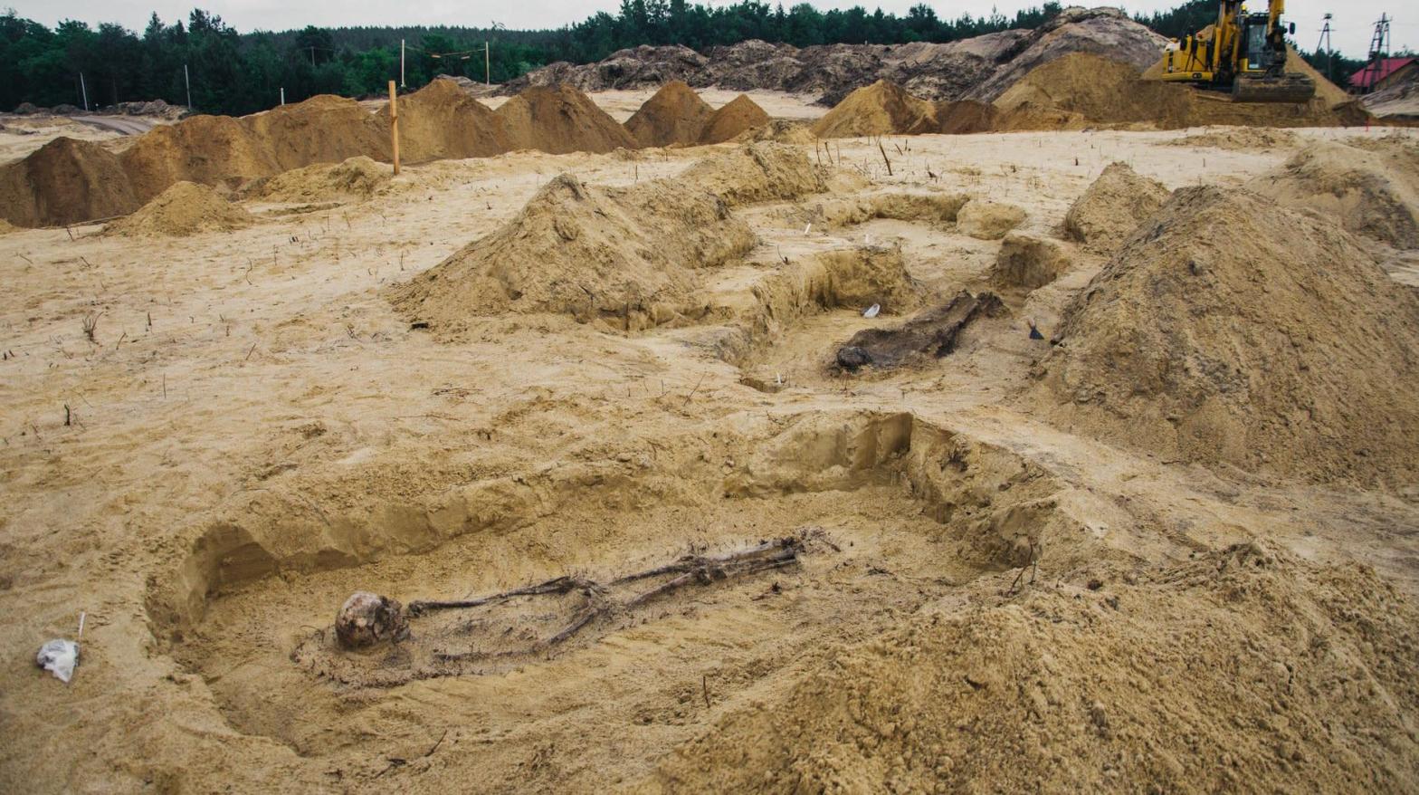 Some of the graves uncovered at the site in southeastern Poland.  (Image: Gminne Centrum Kultury w Jeżowem/Facebook)
