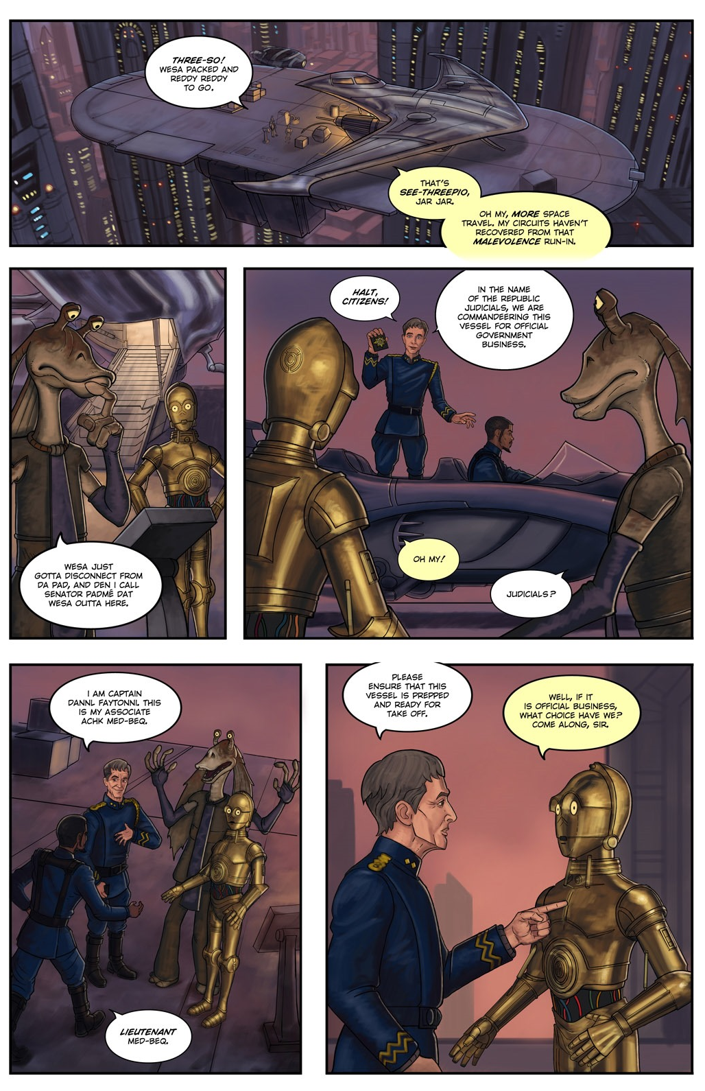 C-3PO and Jar Jar meet Anthony Daniels and Ahmed Best. Sort of. (Illustration:  Grant Gould and Jeffery Carlisle (Dark Horse Comics)