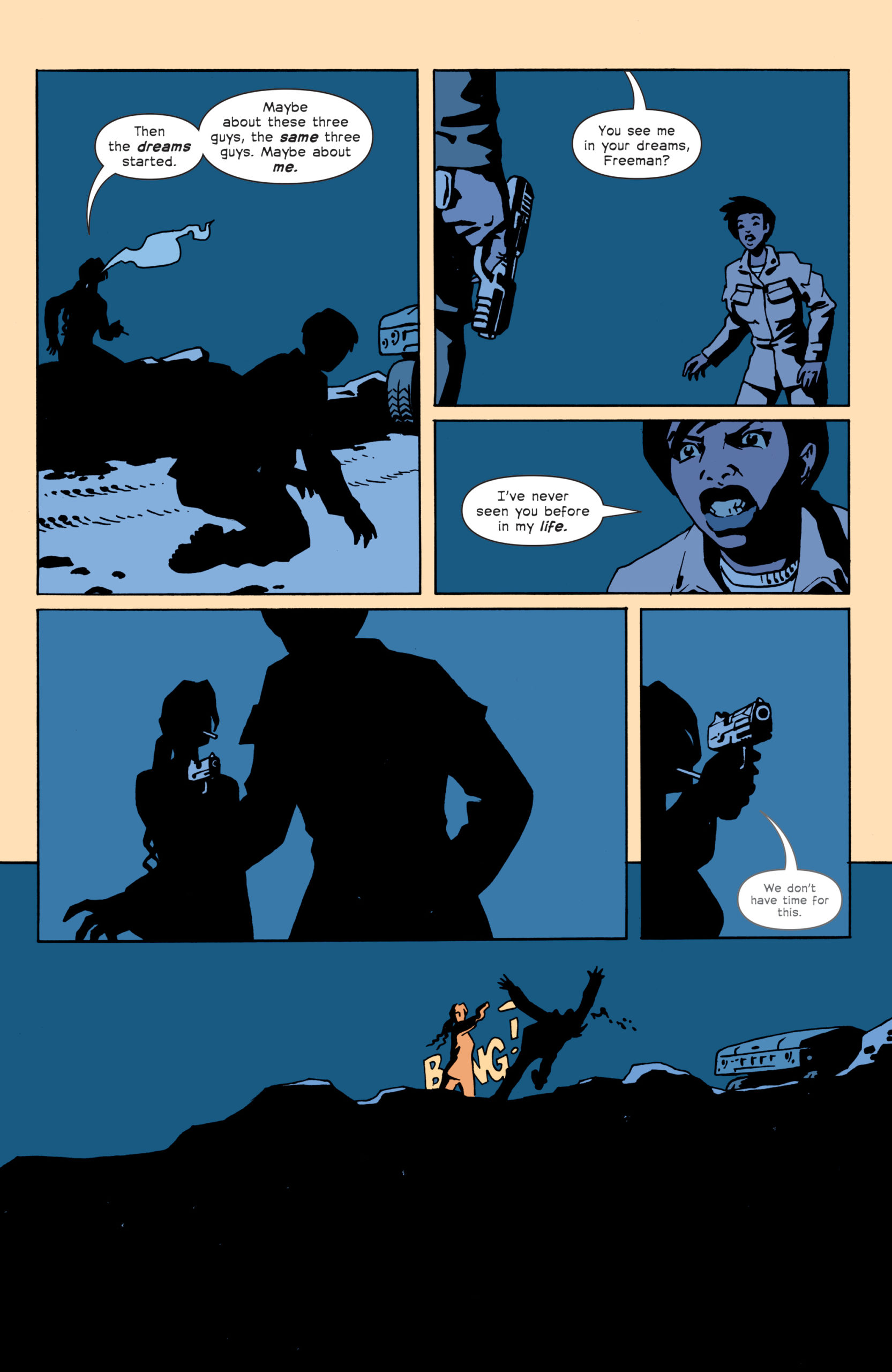 Andy shooting Nile so that Nile can learn that she cannot be killed. (Illustration: Greg Rucka, Leandro Fernández, Danila Miwa, Jodi Wynne (Image)