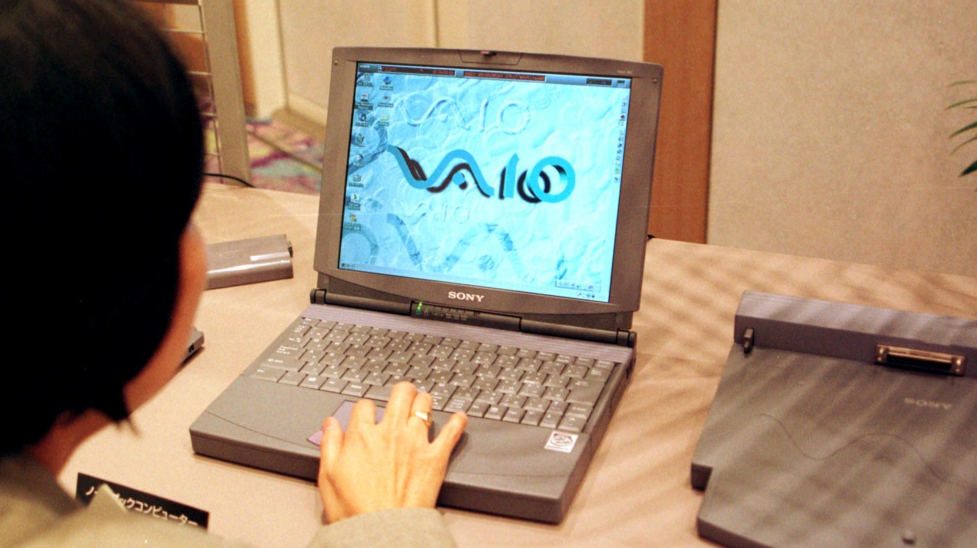 A Vaio laptop from a Sony press conference on June 3, 1997.  (Photo: Naokazu Oinuma, AP)