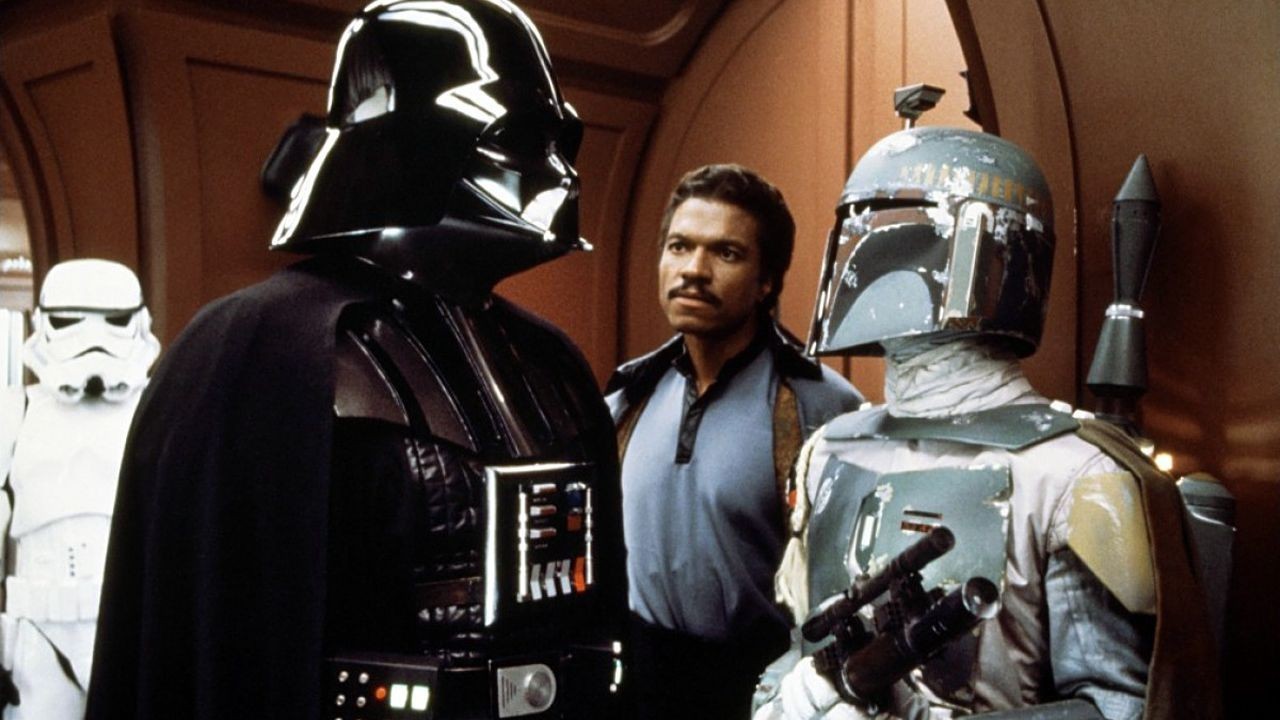 Boba Fett and Darth Vader, rocking some helmets in The Empire Strikes Back. (Photo: Lucasfilm)