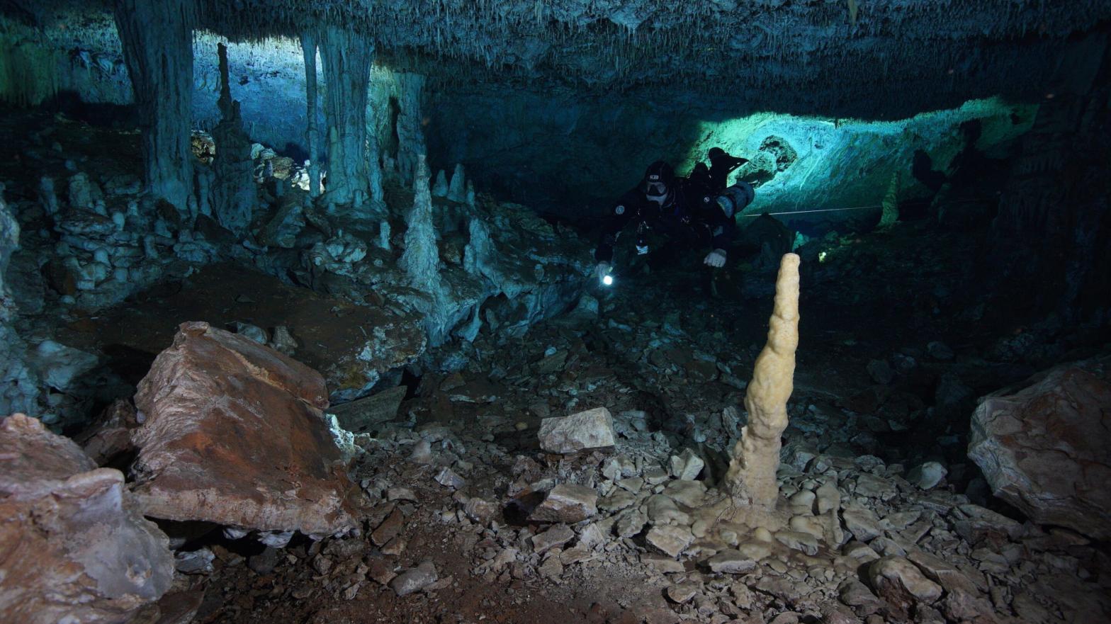 A diver exploring the submerged cave.  (Image: CINDAQ)