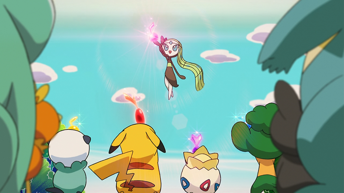 Meloetta, unleashing the Pokémon equivalent of Chromatica. (Image: The Pokemon Company)