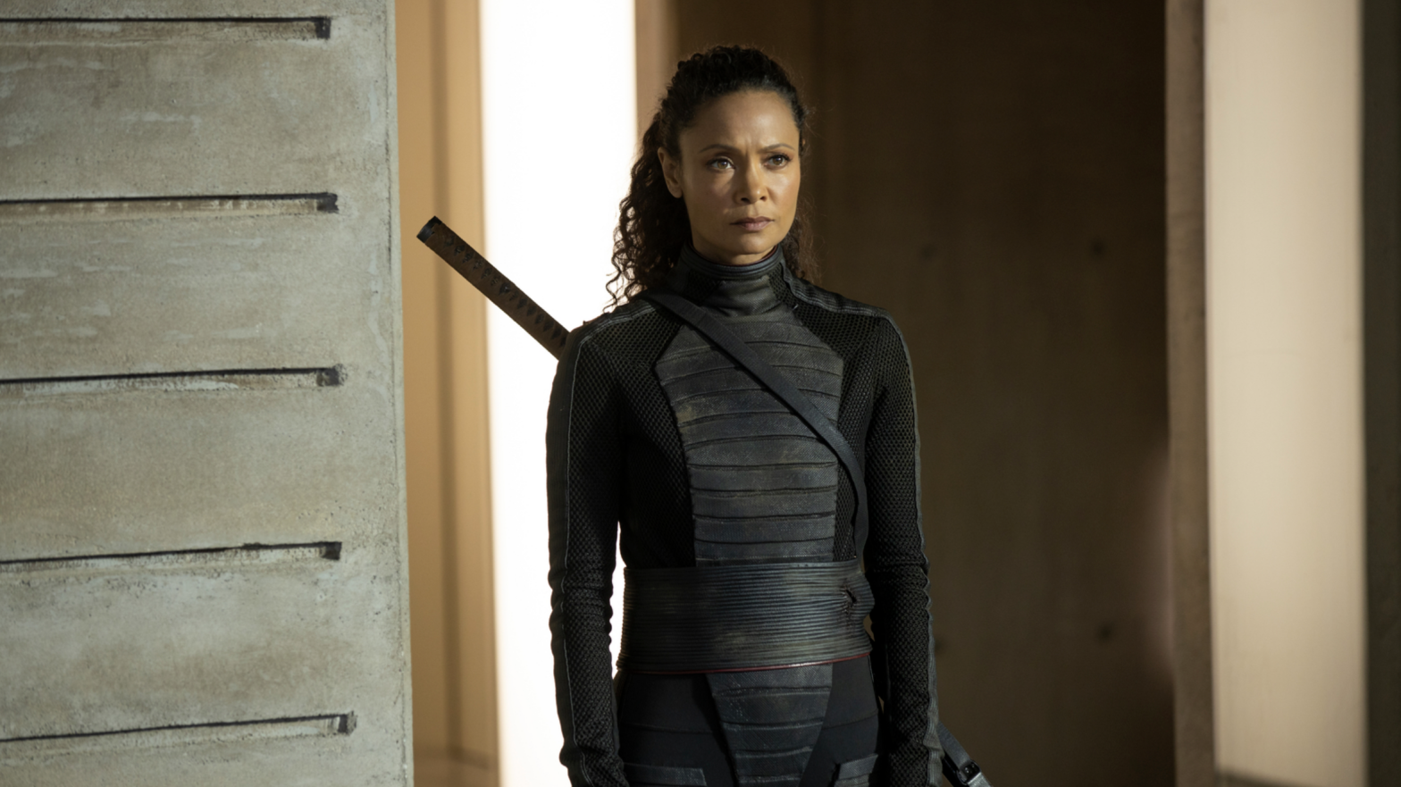 Maeve (Thandie Newton) emerges as a katana-wielding assassin in season three of Westworld. (Photo: HBO)