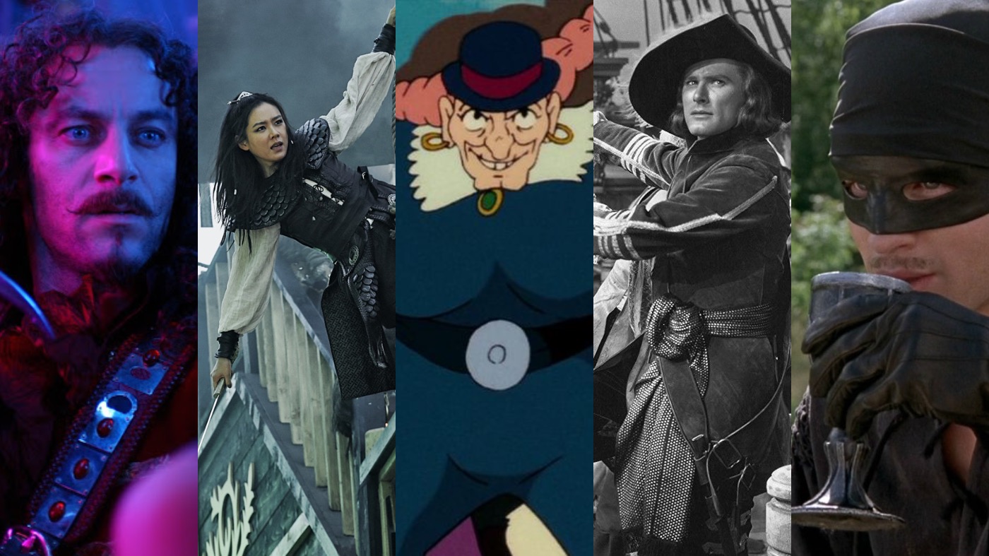 From left: Captain Hook (Jason Isaacs), Yeo-wol (Son Ye-jin), Captain Dola, Captain Blood (Errol Flynn), and Dread Pirate Roberts (Cary Elwes). (Image: Universal Pictures,Image: Lotte Entertainment,Image: Studio Ghibli,Image: Warner Bros. Pictures Inc.,Image: 20th Century Studios)