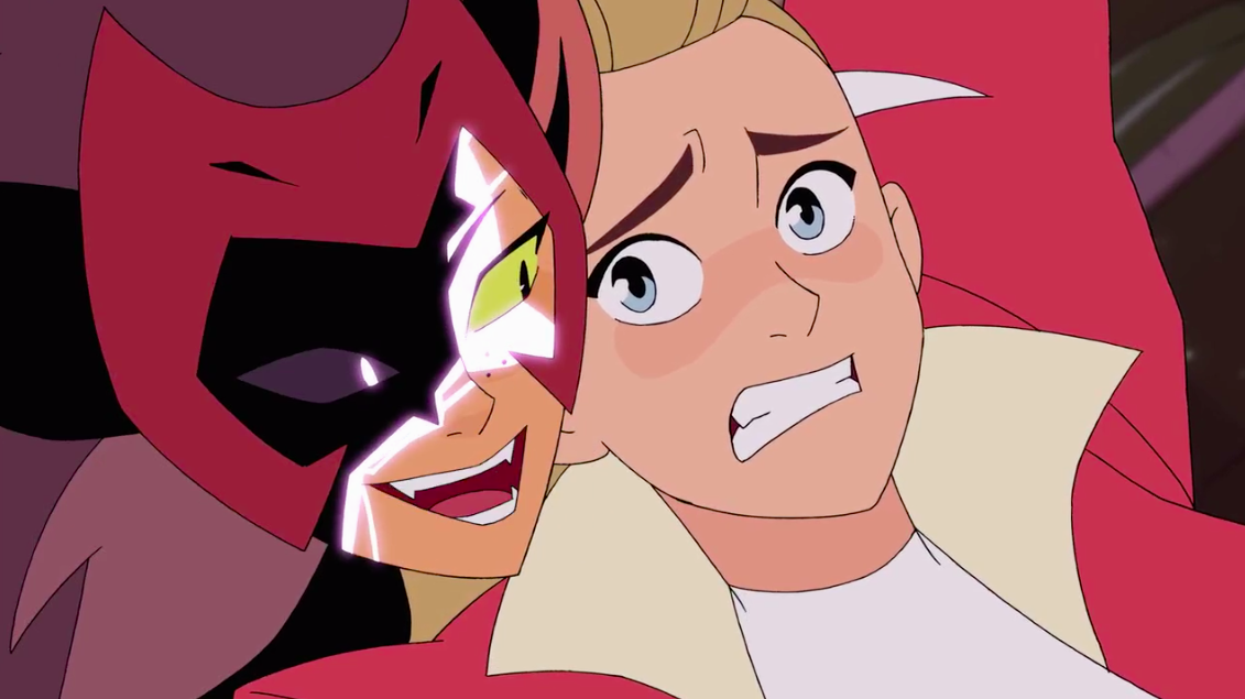 Catra and Adora fighting at the end of the world. (Image: Netflix)