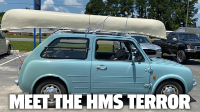 A Nissan Pao Makes A Perfectly Capable Canoe Hauler In Case You Were Curious