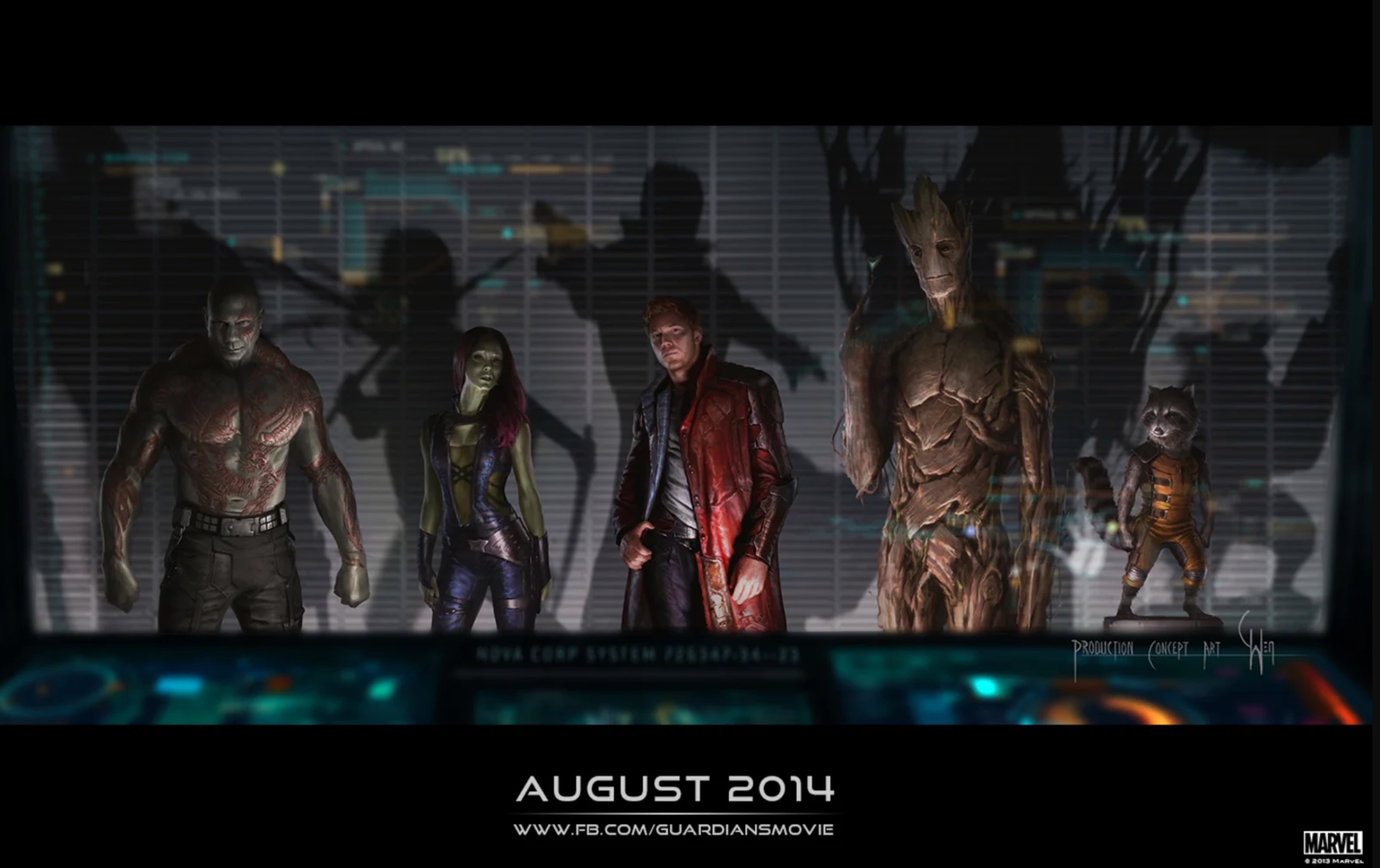 Concept art poster handed out at Comic-Con 2013 where the first footage from Guardians of the Galaxy was shown. (Image: Marvel)