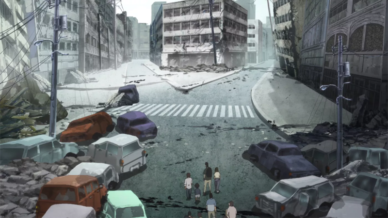 Japan Sinks saves its visual marvels for the rather bleak presentation of its disaster. (Image: Netflix)