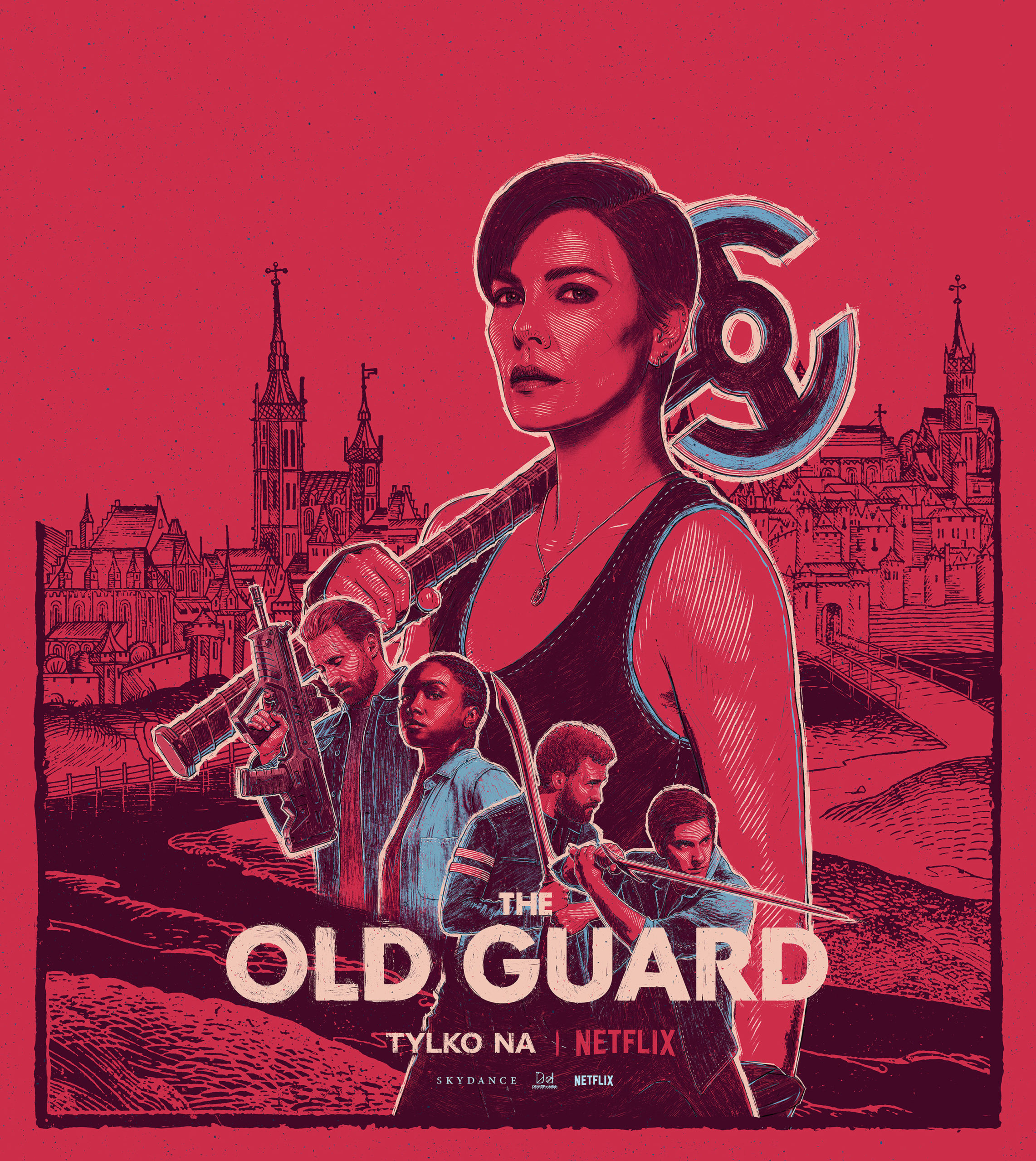 Bartosz Kosowski's artwork for The Old Guard. (Image: Netflix/Bartosz Kosowski)